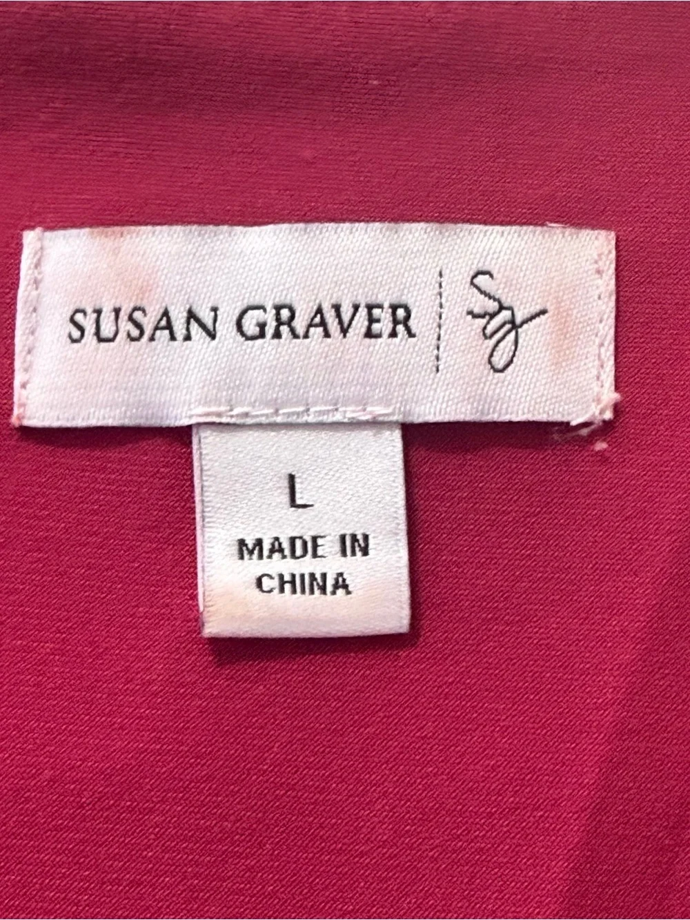 Susan Graver Womens Liquid Knit Layered Top Size Large Pink 3/4 Sleeve Stretch